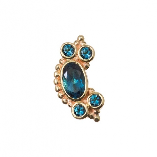 Threaded End with Misty - 5x3mm Oval Bezel with 4x 1.75mm Round Bezels and Tiny Beads Surrounding