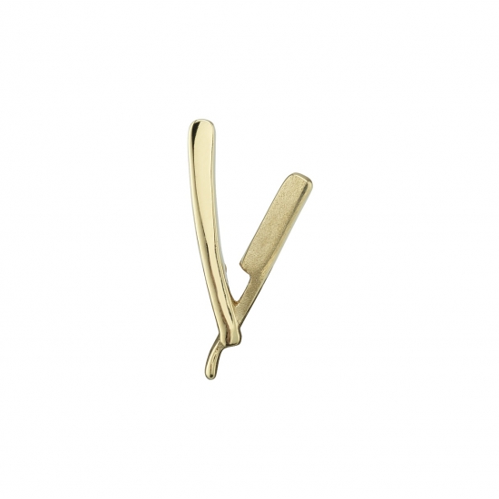 Threaded End with Straight Razor - 10x5mm - Sandblasted Razor Blade - BLACK RHODIUM HANDLE ONLY