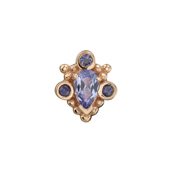 Threaded End with Pear Helana - 4x2.5mm Pear Prong Surrounded by 3x 1.25mm Bezel Accents and Tiny Beads