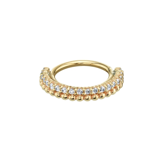 Navel Oriented Aria - Seam Ring with 19x 1mm Prongs and Tiny Beads Below