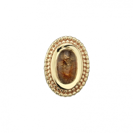 Threaded End with 8x6mm Oval Millgrain Bezels - 5x3mm Gems