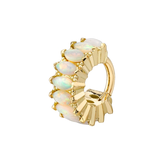 FACETED Marquise Cirrus - 15x Downward Facing 3x1.5mm Marquise V Prongs with Tiny Tri Beads Between - 16GA Hinge