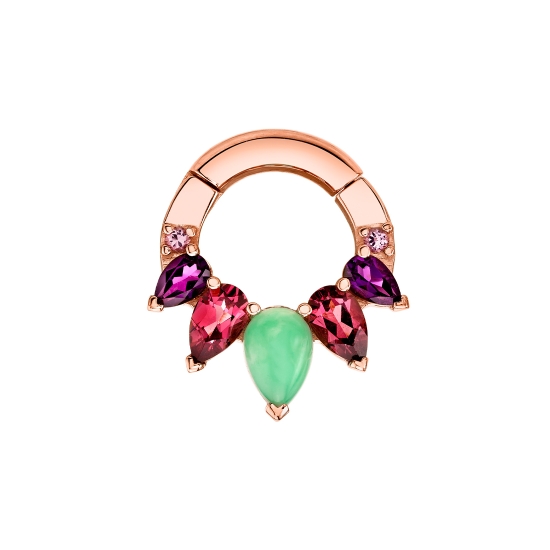 Pear Tesseract - Hinge Ring with 5x Graduating Pear V Prongs with 2x 1.5mm Round Prong Accents on Each Side - 16GA Hinge Closure