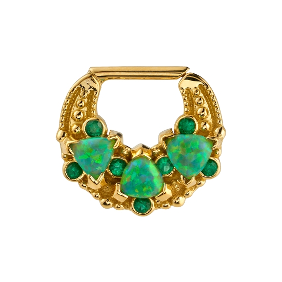 Bravo - Hinge Ring with 3x 5mm Trillion Prongs and 7x 2mm Round Bezels - 16GA HINGE
