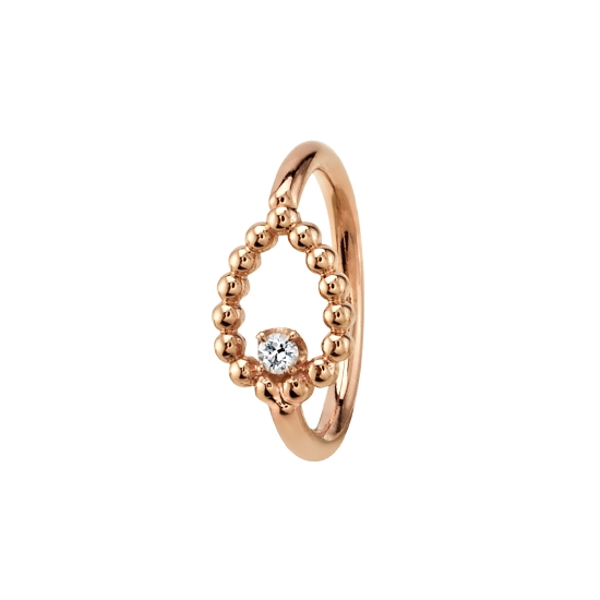 Fixed Ring with 6mm Beaded Sophie Tear - 1.25mm Prong Set Gem