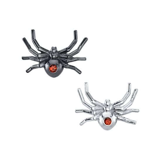 Threaded End with Black Widow Spider - 8mm - 1.5mm Flush Set Gem in Body - BLACK RHODIUM