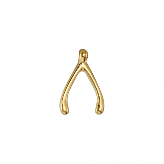 Rook Charm with Wishbone - 7x4mm - Jump Ring to Attach to Navel Facing Ring Fixed to Top of Cross Section