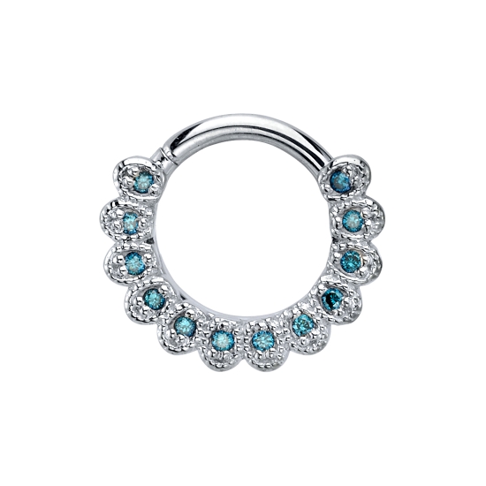 Santa Rosa - Seam Ring with Teardrop Shaped Millgrain Settings - 12x 1mm Gems