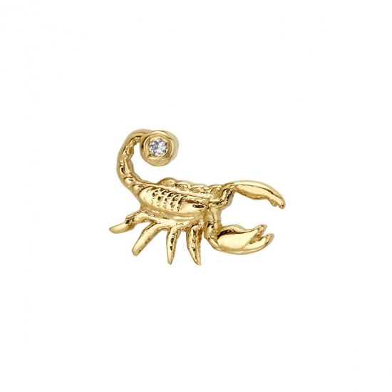 Charm - RIGHT FACING Scorpio - 8mm - 1mm Bezel in Stinger - 5x Jump Rings Attached to Tail - Navel Facing Ring