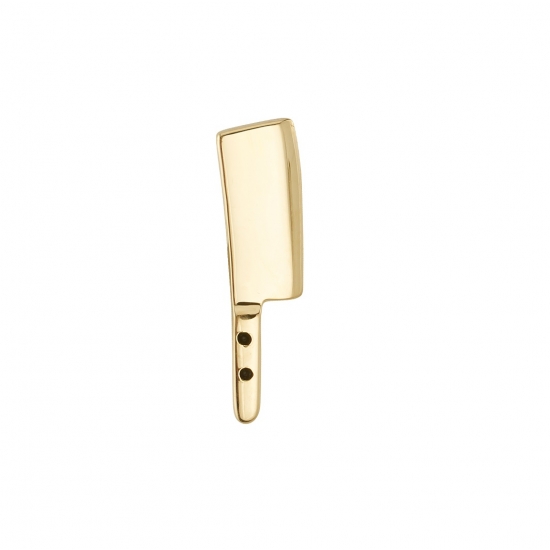 Charm - Meat Cleaver with Antiqued Handle - RIGHT FACING - 12x3mm - 3x Jump Rings to Attach to Navel Facing Ring - Jump Rings Attached to Handle