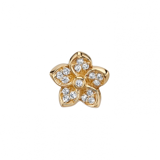 Threaded End with Crystal Flower - 8.5mm - Pointed Petals Holding 15x 1mm Gems and 1mm Bezel in Center