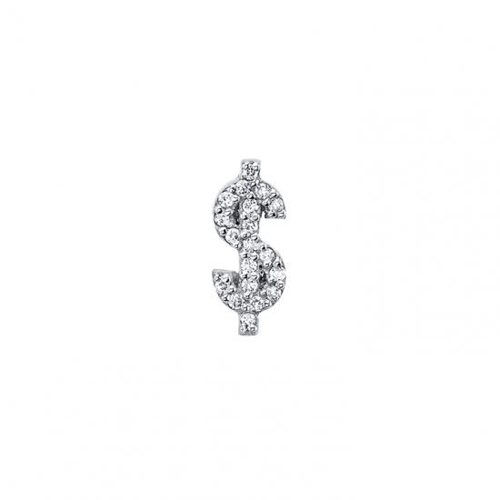 Threaded End with Micro Pave Dollar Sign - 8x3.5mm - 19x .8mm Prongs