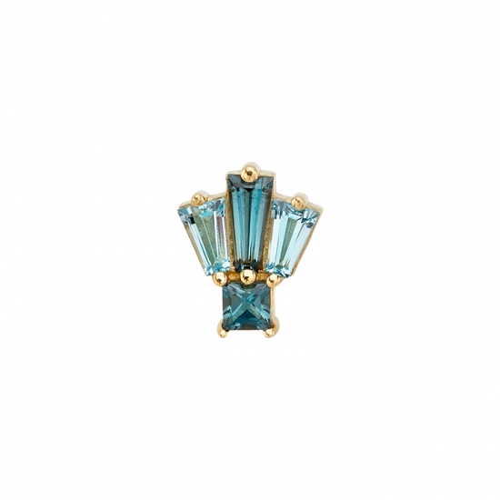 Threaded End - Novi Princess - 7x6mm - 3 Gem Tapered Baguette Fan with Princess Prong Below - 3x2x1mm Outer, 4x2x1.5mm Center, 2x2mm Below
