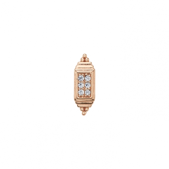 Threaded End - Celstar - Micro Pave Rectangle with Tri Bead Accents - 6x 1mm Gems