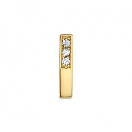 Pin with 3 Gem Aquilia - 8x1.75mm - Flat Rectangle with 3x 1mm Prong Set Gems