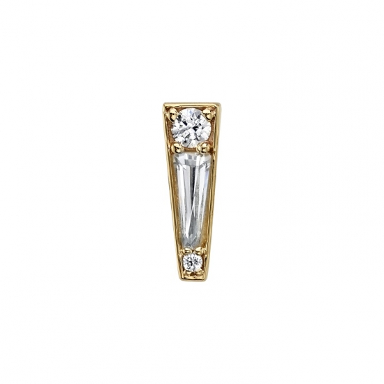 Charm - Valerian - 9x3mm - 2mm Round Prong, 5x2x1mm Tapered Baguette Prong, 1mm Round Prong - Jump Ring Attached to Larger Side - For Navel Facing Ring