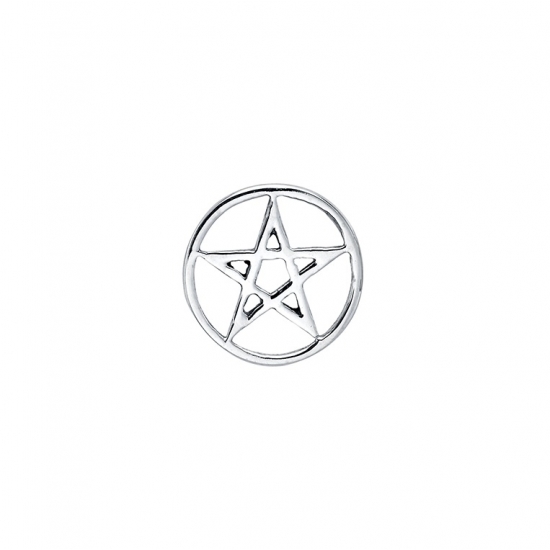 Charm with Round Pentagram - 6mm - Jump Ring to Attach to Navel Facing Ring