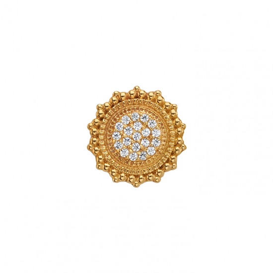Threaded End - Parasol - 9.5mm - Afghan Round with 7x 1mm Micro Pave Gems in Center
