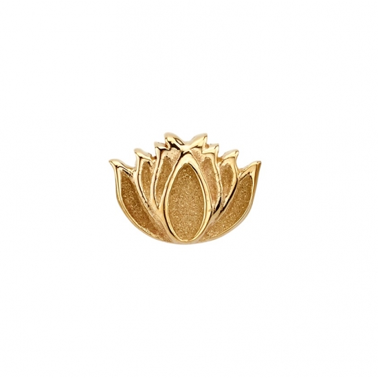 Pin with Relief Lotus Profile - Raised Edges & Sandblasted Hollows - 6mm - BLACK RHODIUM