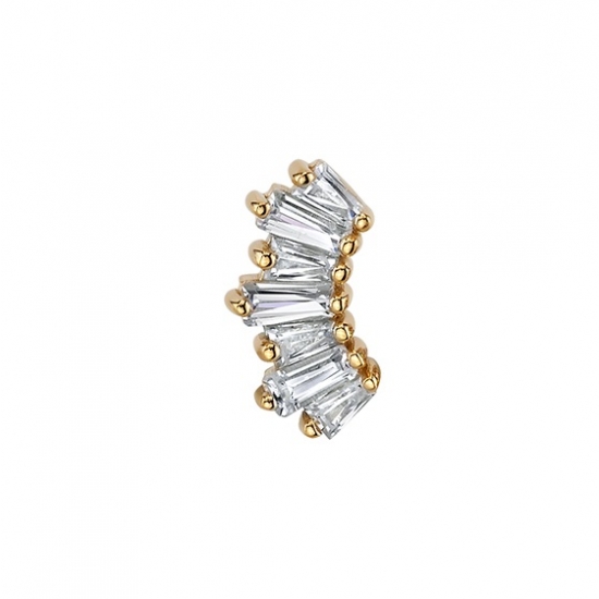 Threaded End with Oceane 7 - 11x5mm 7 Gem Alternating Tapered Baguette Fan - 4x2x1.5mm and 3x2x1mm Gems