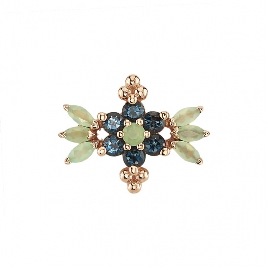 Threaded End with Ashley Flower Cluster - 14x11mm - 6x 3x1.5mm Marquise Prongs, 7x 2mm Round Prongs, 1.5mm Tri Bead Accents on Top and Bottom