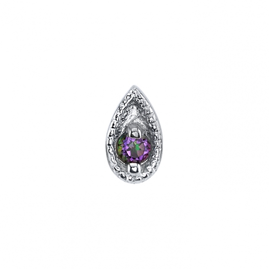 Charm with Pear Harlequin - 5x3mm - 1.75mm Gem - Jump Ring Attached to Top Point of Pear - Jump Ring to Fit Navel Facing Ring