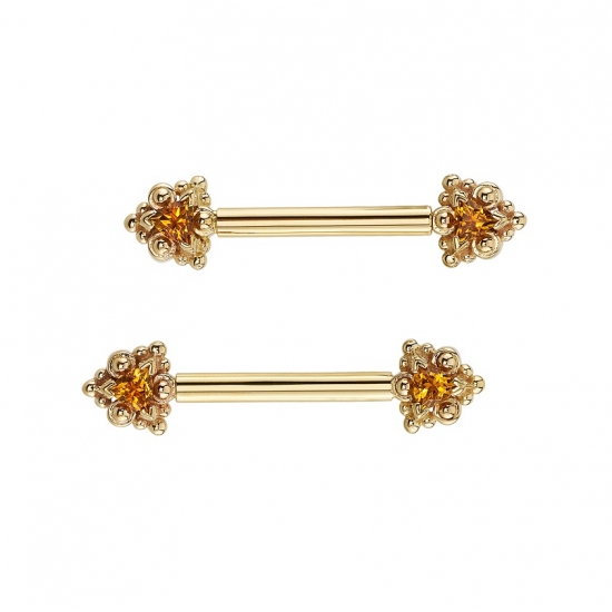 Threaded End with Helana - 6mm - 3mm Trillion Prong Center with 3x 1.25mm Bezels and Micro Bead Accents