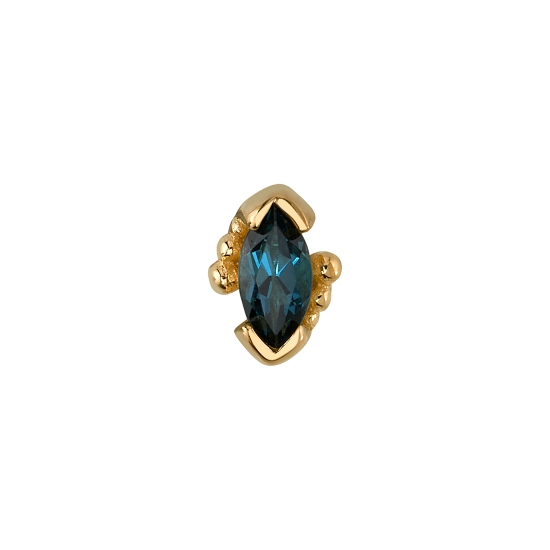 Charm with Marquise V Prong and Graduating Bead Accents - 5mm - 4x2mm Gem - Jump Ring to Attach to Navel Facing Ring