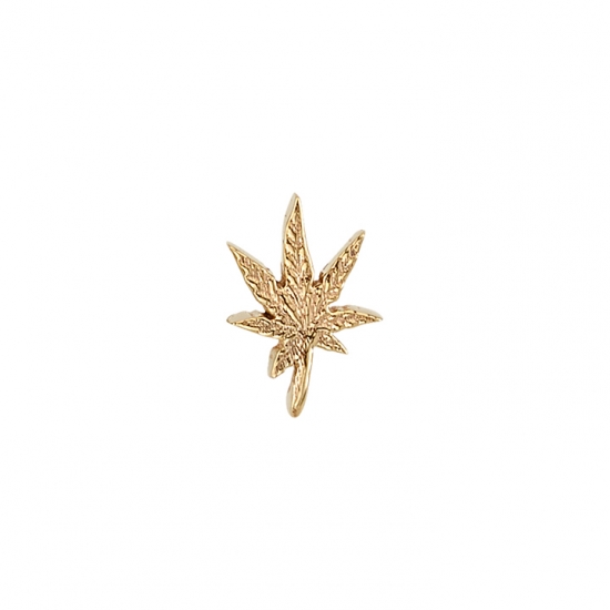 Charm with Flat Pot Leaf - 6mm - CURVED TO THE LEFT - Jump Ring to Fit Navel Oriented Ring