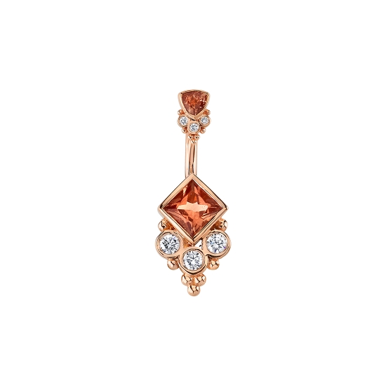 Threaded End with Sarai Princess - 10x4.5mm - 3mm Princess Bezel and 3x 1mm Round Bezels with Tiny Bead Accents