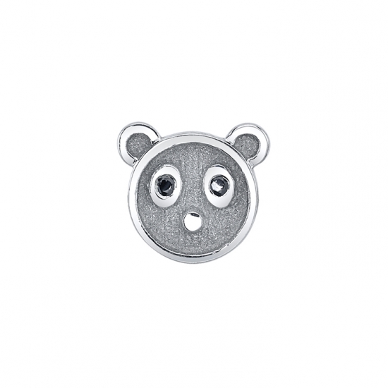 Pin with Panda - 7.5mm - Raised Edges & Sandblasted Hollows - 1.25mm Gems in Eyes