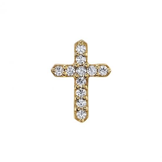 Charm with Micro Pave Cross - 7mm - x11 1mm Gems - 3 Jump Rings to Fit Navel Facing Ring