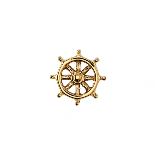 Charm with Ship Wheel - 6.5mm - 3x Jump Rings to Fit Navel Oriented Ring