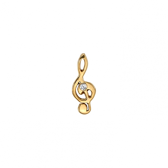 Charm with Treble Clef - 7.5mm - Jump Ring to Attach To Nipple Facing Ring