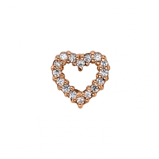 Charm with 6mm Micro Pave Heart Outline - 16x 1mm Prongs - 3x Jump Rings to Attach to Navel Facing Ring