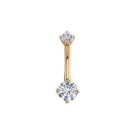Curved Barbell with Threaded 3mm Round Prong Top and Fixed Closed Back 5mm Prong Bottom