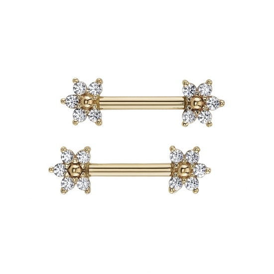 Pin with Flower 2 - 7mm - 2mm Gems
