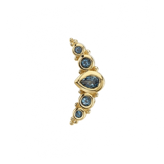 Threaded End - Charlotte Panaraya - 16mm - 2x 1.5mm, 2x 2mm Round Bezels with 4x2mm Pear Bezel Center