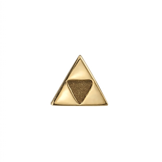 Charm with Tri Force - 5mm - Raised Edges and Sandblasted Hollows - ANTIQUED CENTER - Jump Ring to Attach to Navel Facing Ring - POINT DOWN