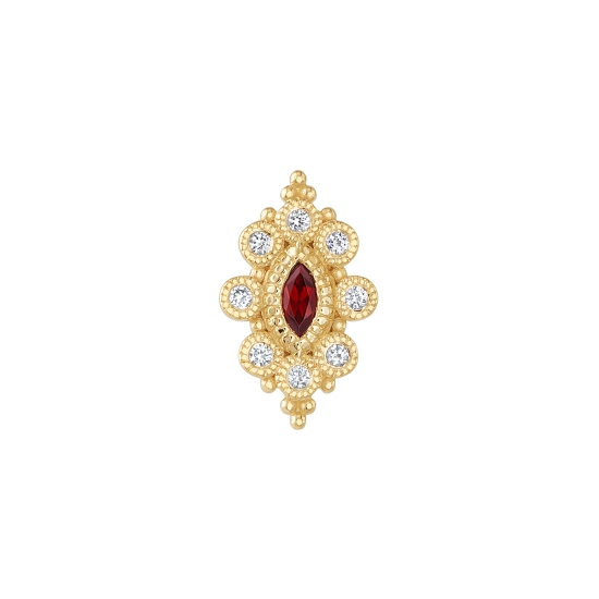 Threaded End with Marquise Angela - 10x7mm - 8x 1mm Round Bezels with 3x1.5mm Marquise Bezel Center - MILLGRAIN TEXTURE ALL OVER