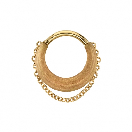Enso Hinge Ring - 3x 16GA Graduating Ring with 1mm Cable Chain Hanging Slightly Below Last Ring - 16GA Hinge - SANDBLAST RINGS ONLY