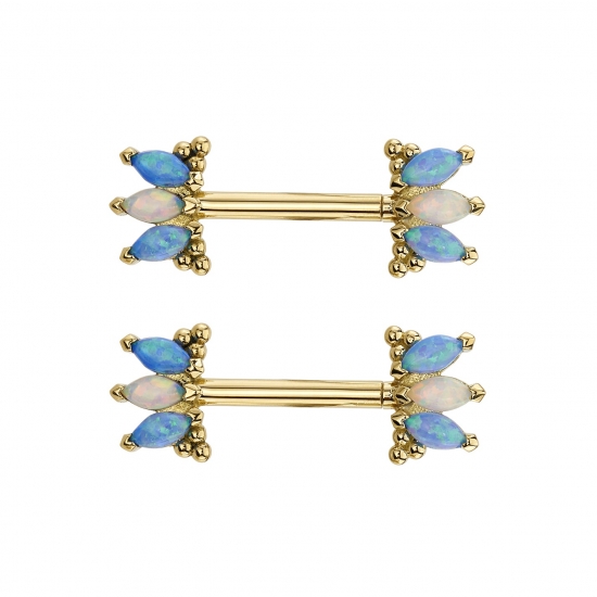 Threaded End with Mini Eloise - Marquise Panaraya - 6.5x4mm with 3x1.5mm Gems and Beaded Accents