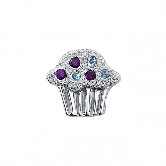 Pin with Cupcake - 7mm - 6x 1mm Pavé Gems