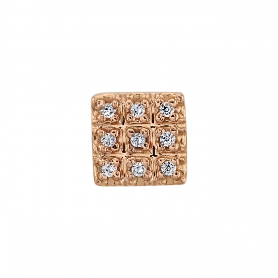 Pin with 9 Gem Pavé Square Cluster - 6mm - 1mm Gems