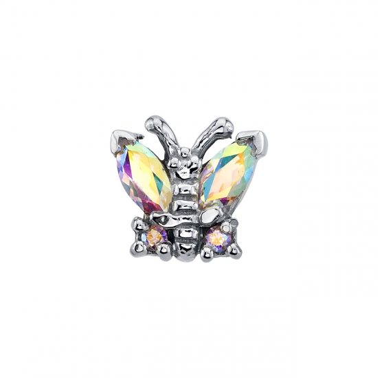 Threaded End with Nomad Butterfly - 9mm - 2x 5x2.5mm Marquise Prongs with 2x 2mm Round Gem Accents