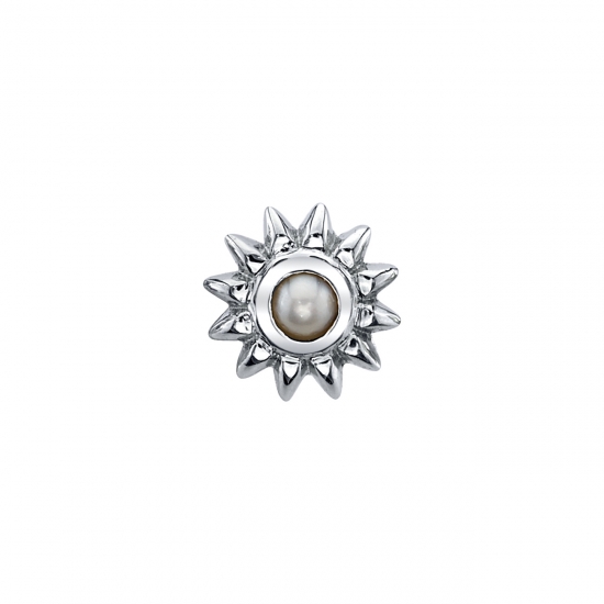 Pin with Pearl Flower - 6mm - 2mm Bezel in Center
