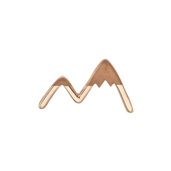 DOUBLE PIN Threadless End with Mountain Peaks - 10mm - Sandblasted Snow Caps - Pins Placed Behind Peaks