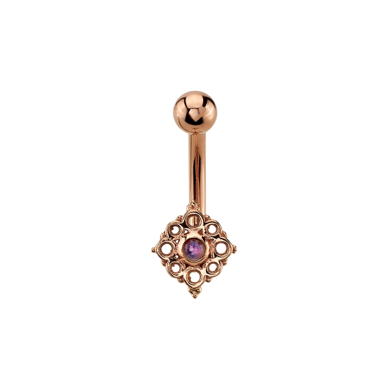Charm with Angela Cluster - 9x8mm - 2mm Bezel Surrounded by 4x 1.25mm and 4x 1.5mm Bezels with Micro Bead Accents - GOLD BEADS BUILT INTO ALL BEZELS - Jump Ring for Navel Oriented Ring