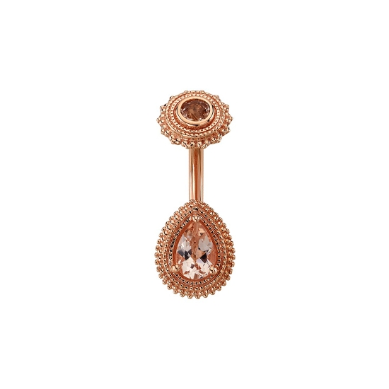 J-Curved Barbell with Threaded 8mm Round Afghan Top and Fixed 10x8mm Afghan Pear Bottom - Pear Point Up