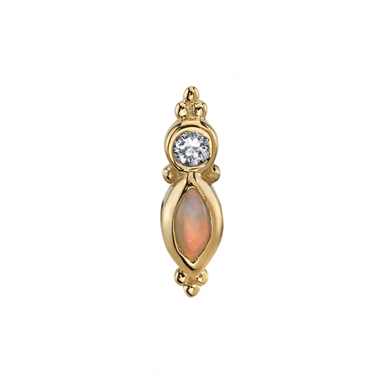 Charm with Mai Marquise - 8.5x2.5mm Cluster - 3x1.5mm Marquise Bezel with 1.5mm Bezel and Tiny Bead Accents - Jump Ring to Attach to Navel Facing Ring - JUMP RING ATTACHED TO ROUND BEZEL